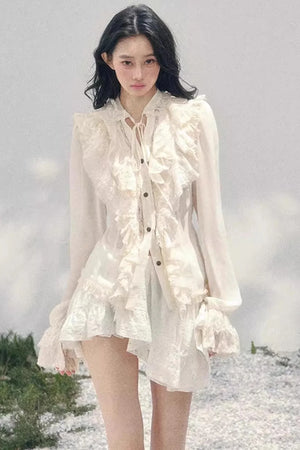 Ruffled Lace Court Top