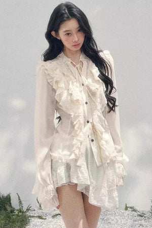 Ruffled Lace Court Top