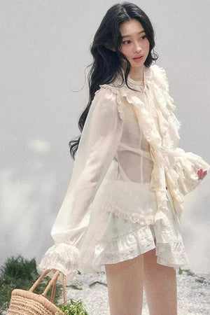 Ruffled Lace Court Top