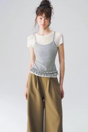Ruffled Layered Two-Piece Top