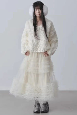 Ruffled Mesh Puffy Skirt