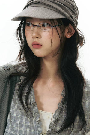 Ruffled Plaid V-Neck Shirt