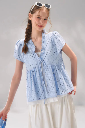 Ruffled Polka Dot Babydoll Top