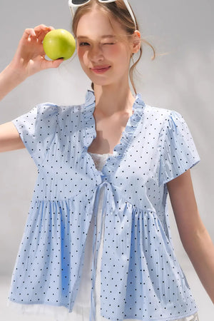 Ruffled Polka Dot Babydoll Top
