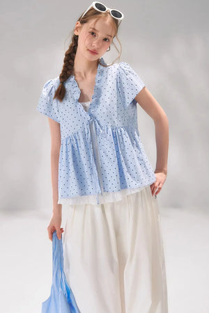 Ruffled Polka Dot Babydoll Top
