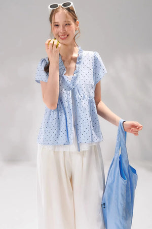 Ruffled Polka Dot Babydoll Top