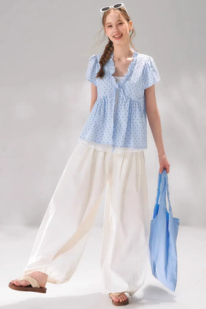 Ruffled Polka Dot Babydoll Top