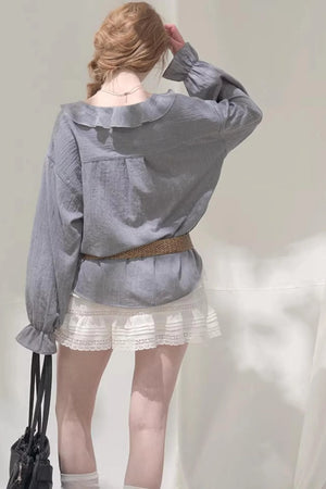 Ruffled V-Neck Shirt