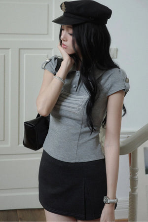 Sailor Collar Polo Blouse