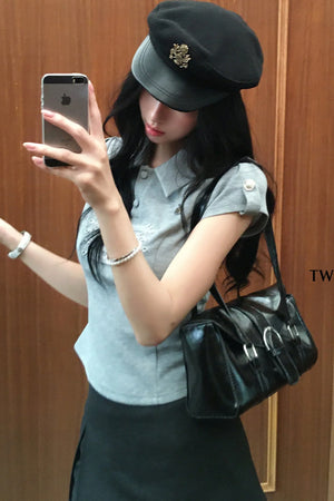 Sailor Collar Polo Blouse