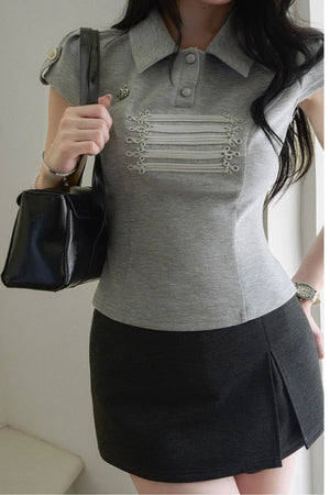 Sailor Collar Polo Blouse