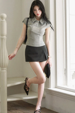 Sailor Collar Short Sleeved Top