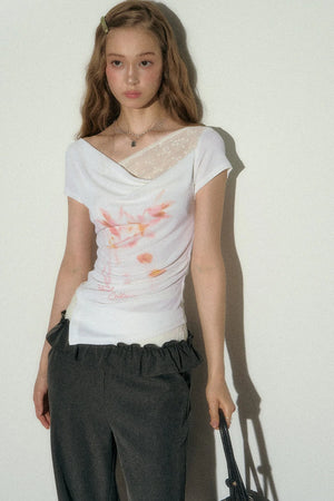 Sakura Asymmetrical Lace Top