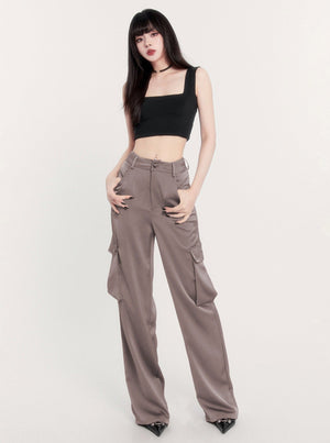 Satin Draped Cargo Pants