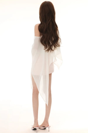 Satin Lace Off-Shoulder Top Set-Up