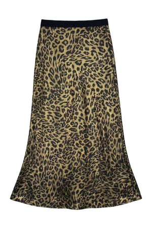 Satin Leopard Print Mermaid Skirt Set-Up