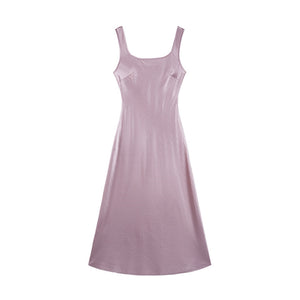 Satin Luxe Draped Midi Tank Dress