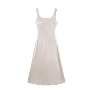 Satin Luxe Draped Midi Tank Dress
