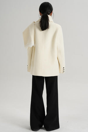 Scarf Patchwork Lace Woolen Coat