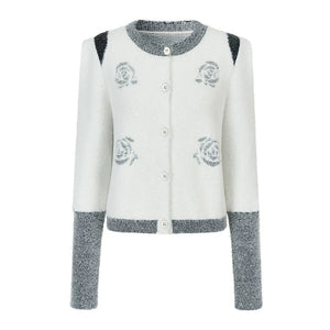 Scattered Roses Jacquard Cardigan