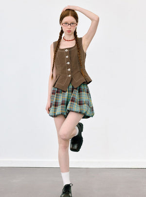School Bud Plaid Shorts Skirt