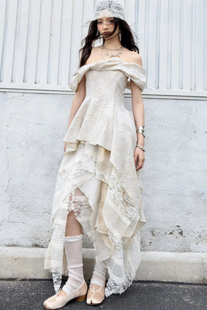 Sculpture-Like Twisted Collar Two-Piece Skirt Set-Up
