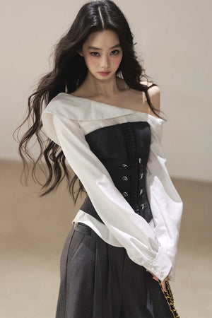 Sea Breeze Off-Shoulder Blouse Set