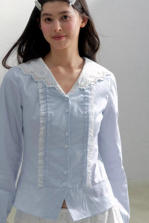 Sea of Spring Embroidered Blouse