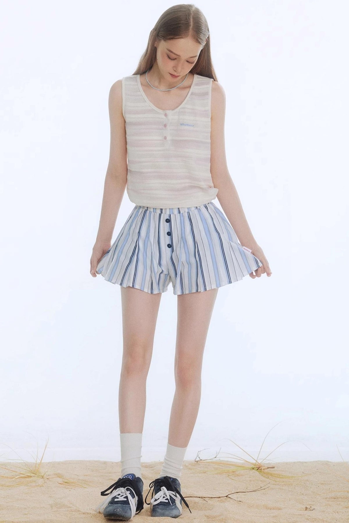 Sea Pleated Skirt