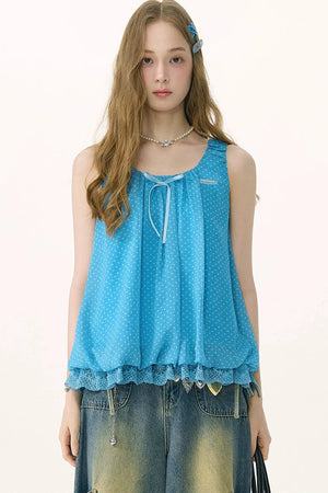 Sea Salt Lace Polka Dot Top
