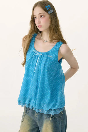 Sea Salt Lace Polka Dot Top