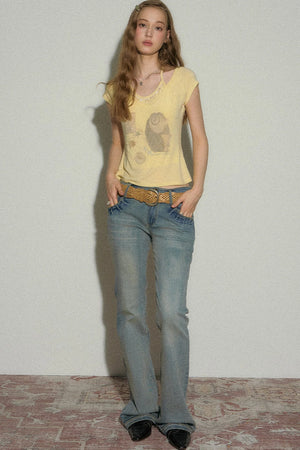 Seashell V-Neck Printed Top