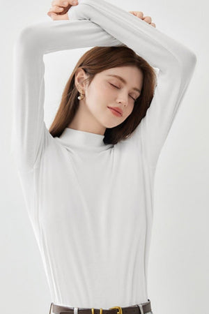 Semi-High Neck Knitted Base Shirt