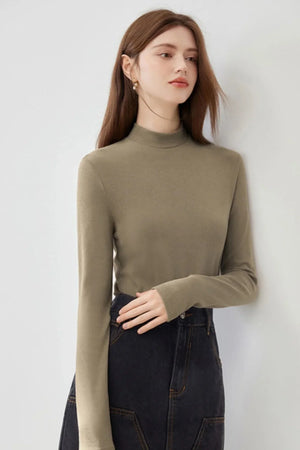 Semi-High Neck Knitted Base Shirt
