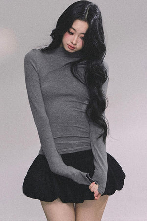 Semi-High-Neck Long-Sleeved Autumn Inner T-Shirt Top