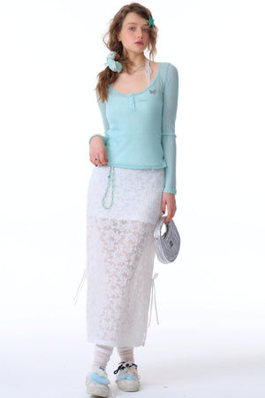 Semi-Sheer Slim Long Sleeve T-Shirt