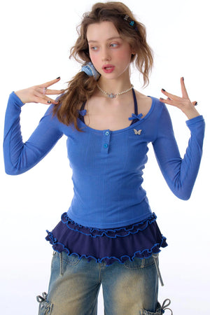 Semi-Sheer Slim Long Sleeve T-Shirt