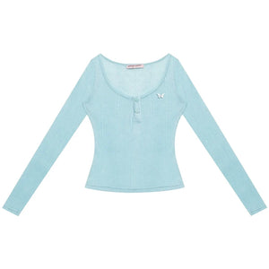 Semi-Sheer Slim Long Sleeve T-Shirt