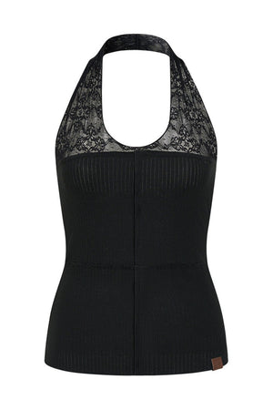 Semi-Transparent Lace Halter Top