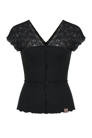 Semi-Transparent Lace Modal Top