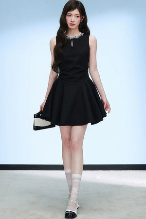 Sequin Collar Sleeveless Dress