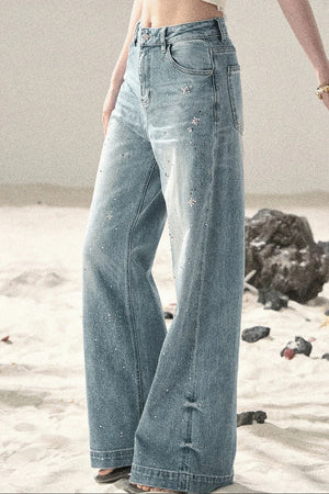 Sequin Straight Leg Jeans