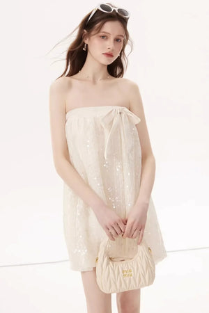 Sequined Bow Skirt Suit Set-Up