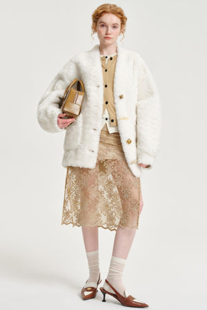 Shearling V-Neck Plus Jacket