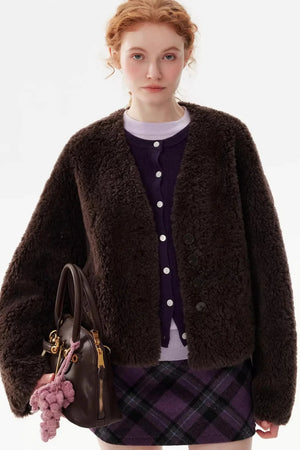 Shearling Wool Short Coat
