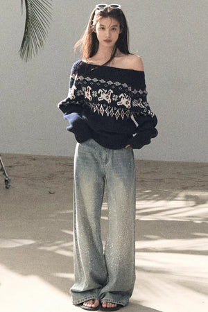 Sheep Wool Fair Isle Sweater