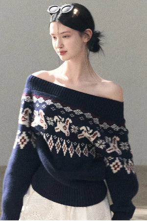 Sheep Wool Fair Isle Sweater