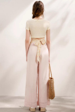 Sheer High-Waisted Wide-Leg Pants