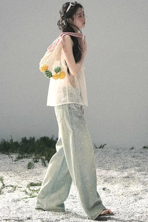 Sheer Lace Floral Top Set