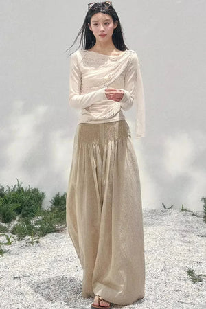 Sheer Rhinestone Slim-Fit Top Set-Up